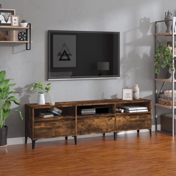 vidaXL tv-bord 150x30x44,5 cm konstrueret træ røget egetræsfarve