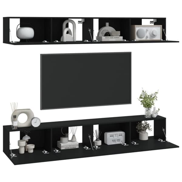 vidaXL væghængte tv-skabe 4 stk. 100x30x30 cm sort