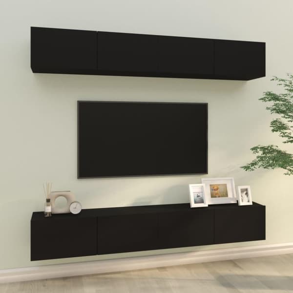 vidaXL væghængte tv-skabe 4 stk. 100x30x30 cm sort