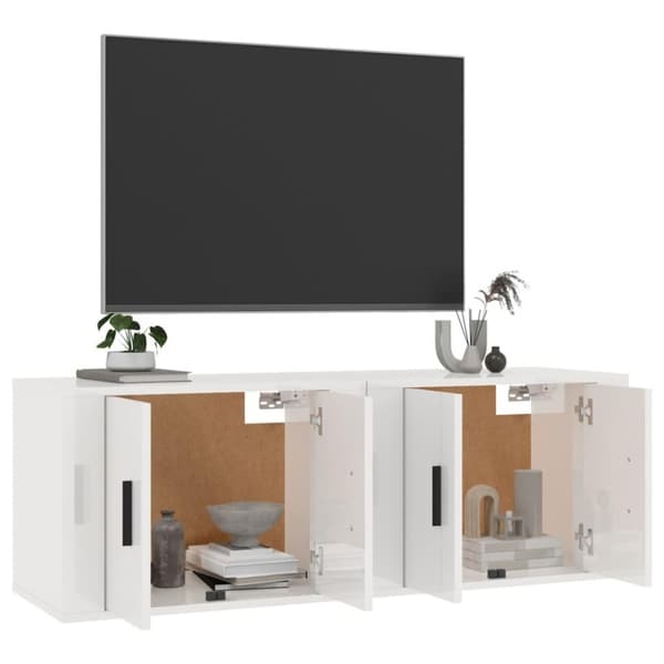 vidaXL Väggmonterade tv-skåp 2 st vit högglans 57x34,5x40 cm