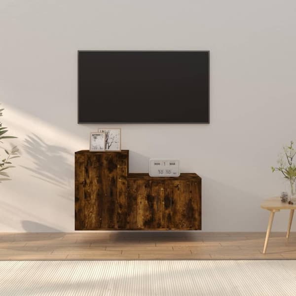 vidaXL TV-bänk 2 delar rökfärgad ek konstruerat trä