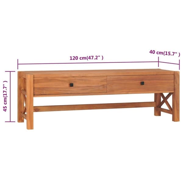 vidaXL Tv-bänk med lådor 120x40x45 cm massiv teak