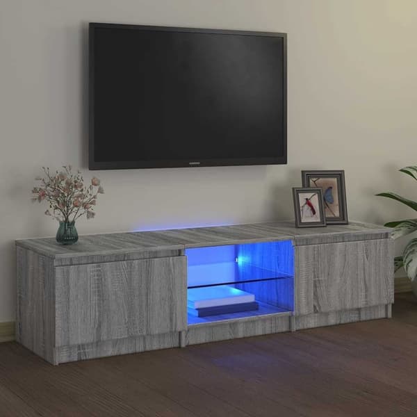 vidaXL Tv-bänk med LED-belysning grå sonoma 140x40x35,5 cm