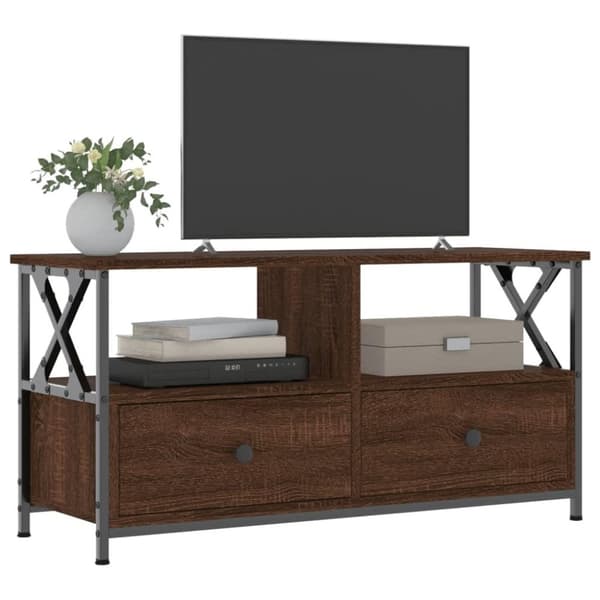 vidaXL Tv-bänk brun ek 90x33x45 cm konstruerat trä & järn