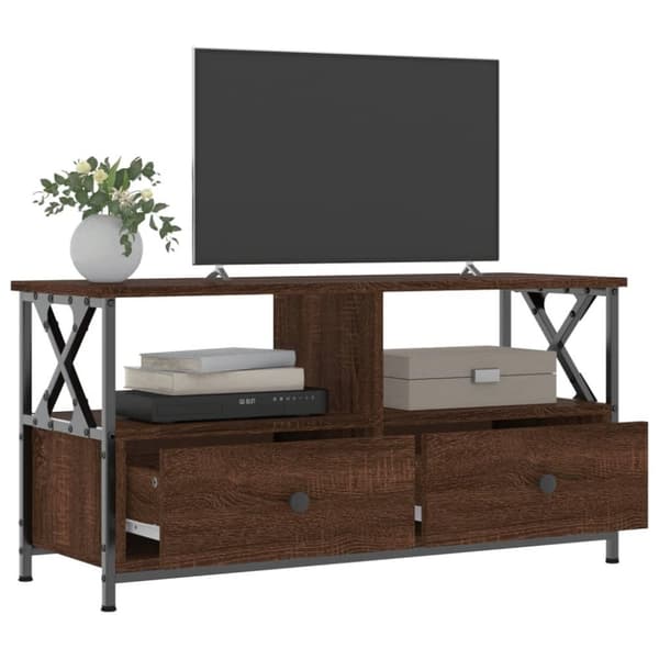 vidaXL Tv-bänk brun ek 90x33x45 cm konstruerat trä & järn