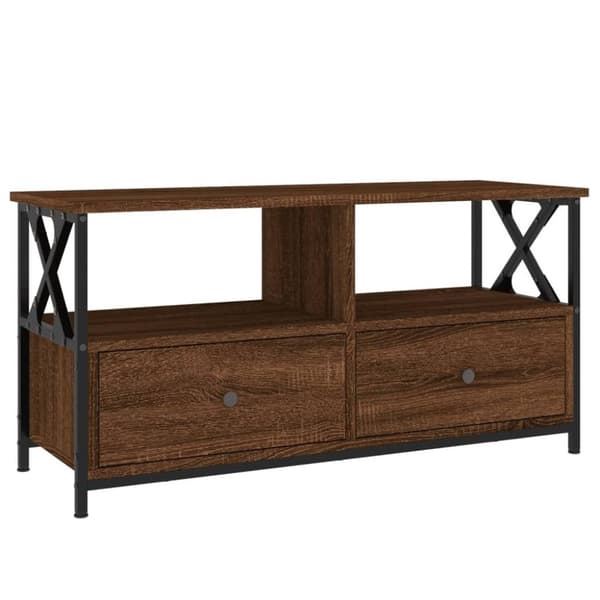 vidaXL Tv-bänk brun ek 90x33x45 cm konstruerat trä & järn