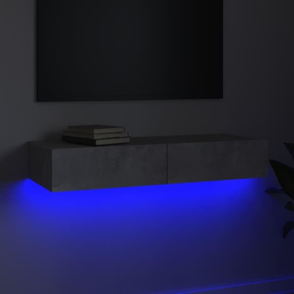 vidaXL Tv-bänk med LED-belysning betonggrå 90x35x15,5 cm