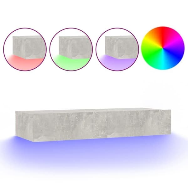 vidaXL Tv-bänk med LED-belysning betonggrå 90x35x15,5 cm