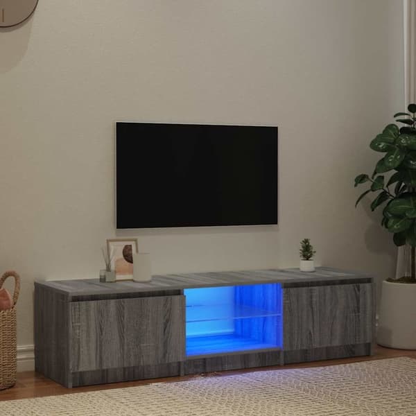 vidaXL tv-bord med LED-lys 140x40x35,5 cm grå sonoma-eg
