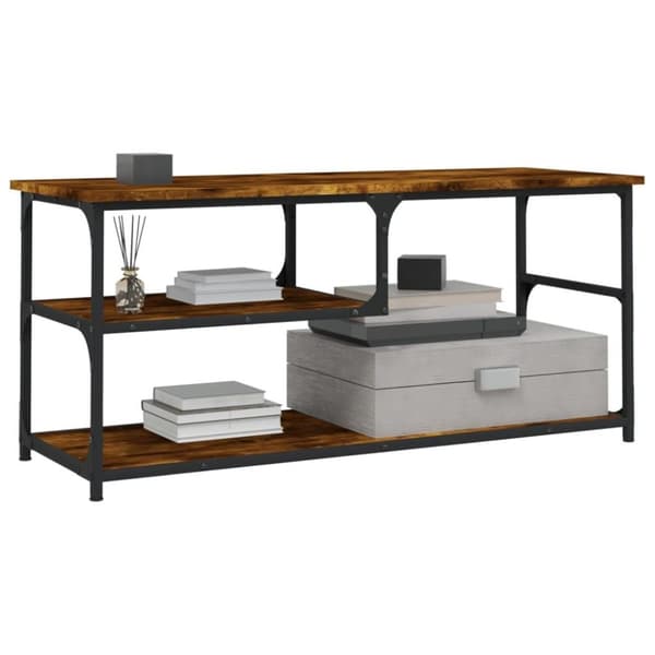 vidaXL tv-bord 103x38x46,5 cm konstrueret træ og stål røget eg