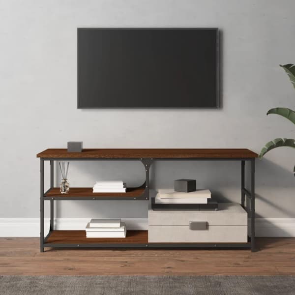 vidaXL TV-benk brun eik 103x38x46,5 cm konstruert tre og stål