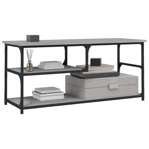 vidaXL Tv-bänk grå sonoma 103x38x46,5 cm konstruerat trä och stål