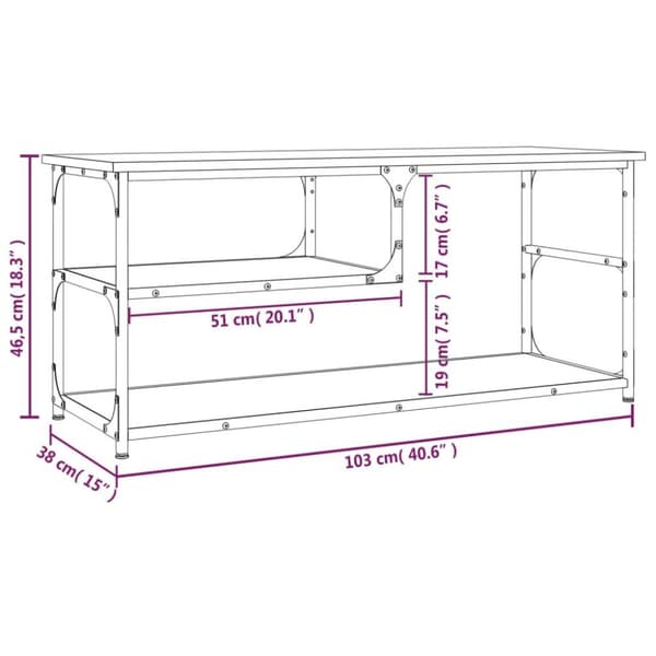 vidaXL Tv-bänk grå sonoma 103x38x46,5 cm konstruerat trä och stål