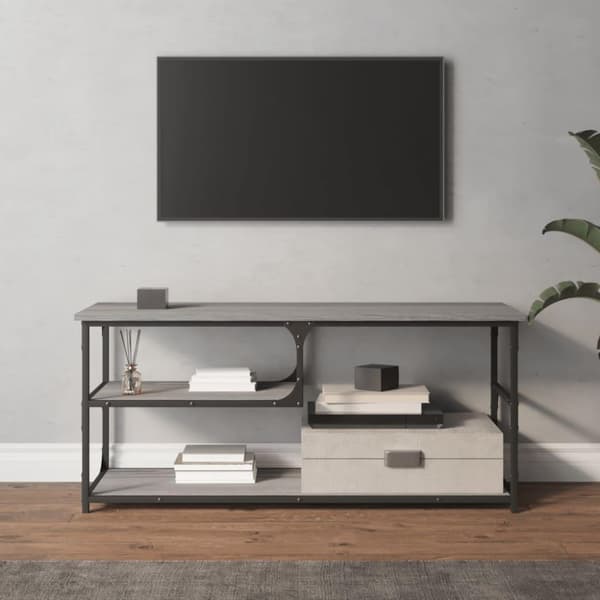 vidaXL Tv-bänk grå sonoma 103x38x46,5 cm konstruerat trä och stål