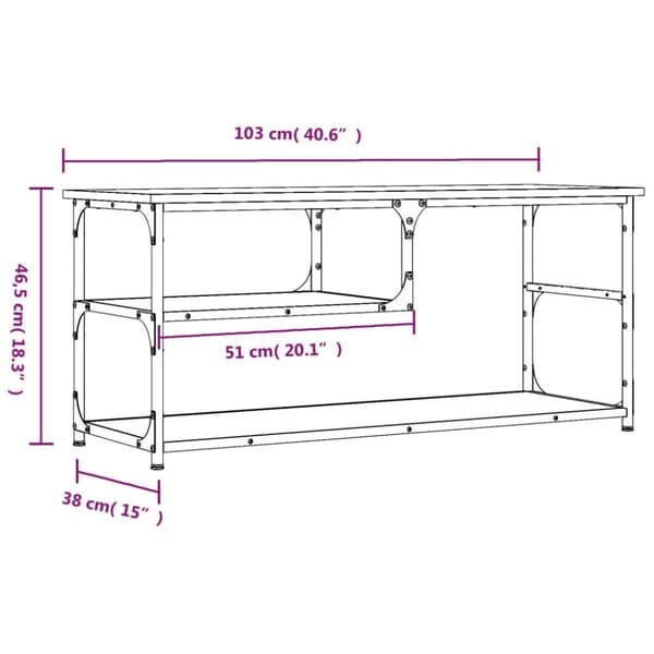 vidaXL TV-benk svart 103x38x46,5 cm konstruert tre og stål