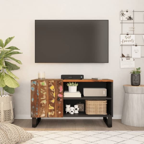 vidaXL TV-taso 80x33x46 cm kierrätetty täyspuu ja tekninen puu