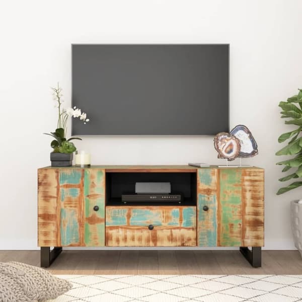 vidaXL TV-benk 105x33,5x46 cm gjenvunnet heltre og konstruert tre
