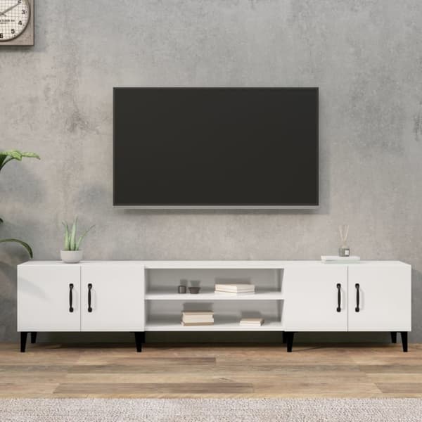 vidaXL TV-benk høyglans hvit 180x31,5x40 cm konstruert tre
