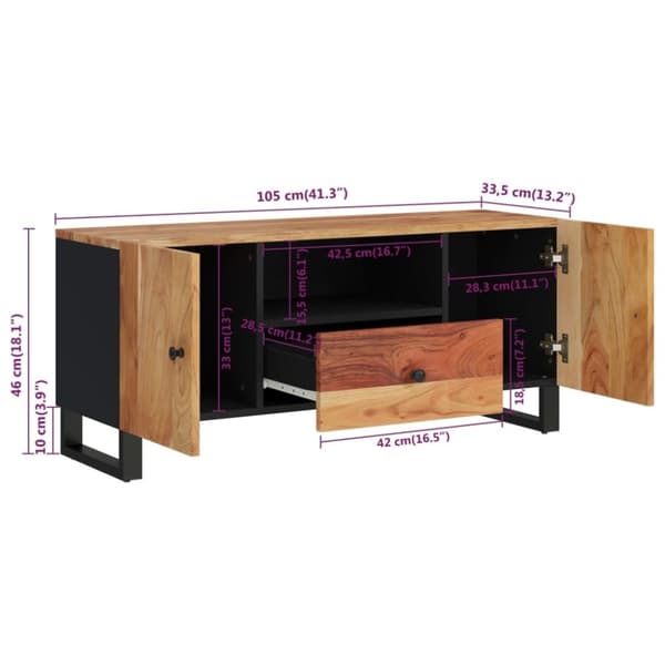 vidaXL tv-bord 105x33,5x46 cm massivt akacietræ og konstrueret træ