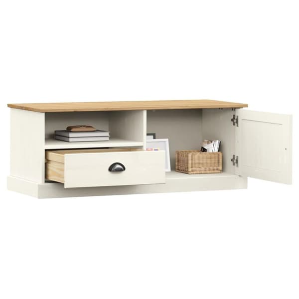vidaXL TV-benk VIGO hvit 106x40x40 cm heltre furu