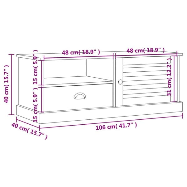 vidaXL TV-benk VIGO hvit 106x40x40 cm heltre furu