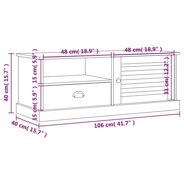 vidaXL TV-benk VIGO 106x40x40 cm heltre furu