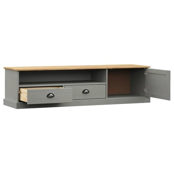vidaXL Tv-bänk VIGO grå 156x40x40 cm massiv furu