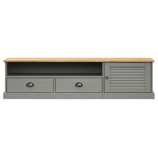 vidaXL Tv-bänk VIGO grå 156x40x40 cm massiv furu