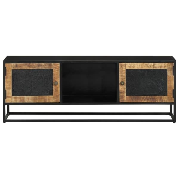 vidaXL Tv-bänk 110x30x40 cm massivt mangoträ och järn