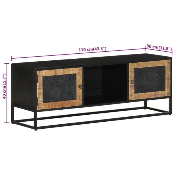 vidaXL Tv-bänk 110x30x40 cm massivt mangoträ och järn