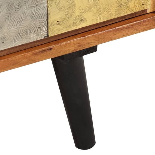vidaXL TV-benk med dører 112x30x40 cm heltre akasie og metall