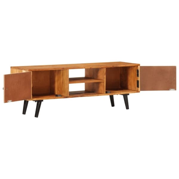 vidaXL TV-benk med dører 112x30x40 cm heltre akasie og metall