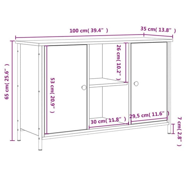 vidaXL TV-benk sonoma eik 100x35x65 cm konstruert tre
