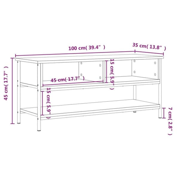 vidaXL TV-benk grå sonoma 100x35x45 cm konstruert tre