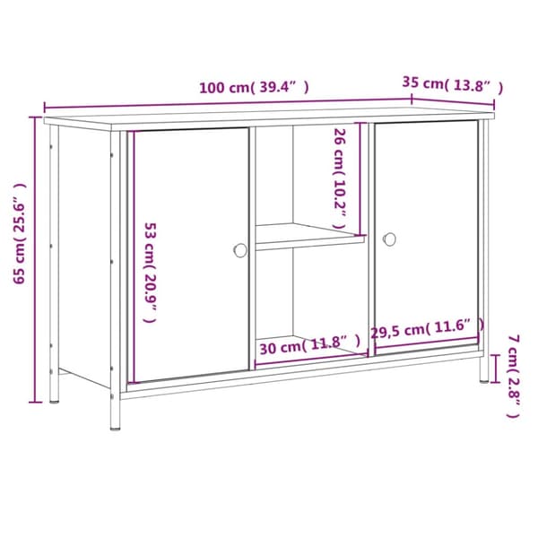 vidaXL Tv-bänk grå sonoma 100x35x65 cm konstruerat trä