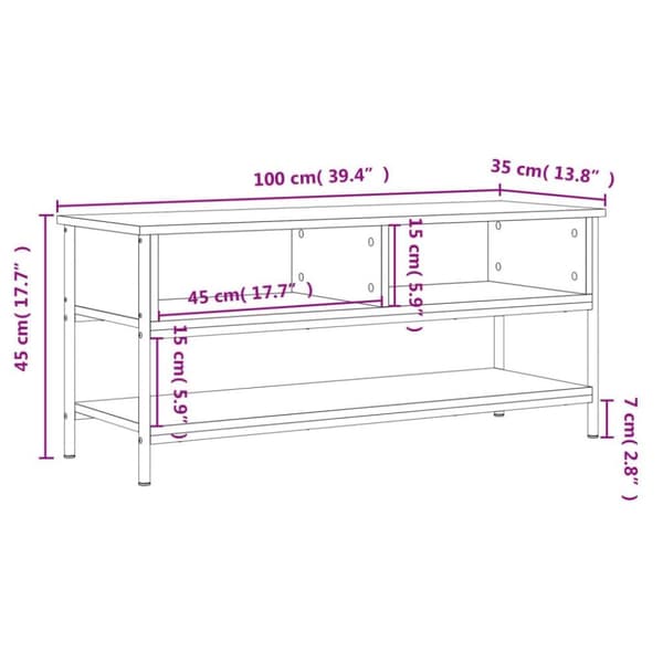 vidaXL TV-benk svart 100x35x45 cm konstruert tre