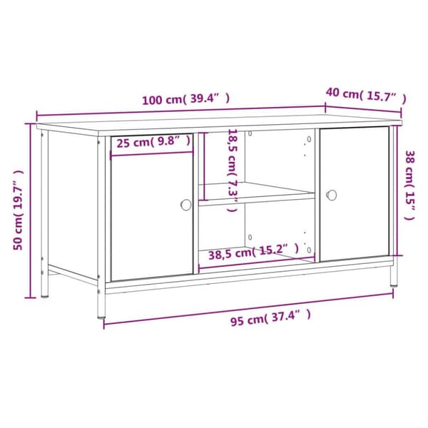 vidaXL TV-benk grå sonoma 100x40x50 cm konstruert tre