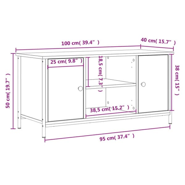 vidaXL TV-benk sonoma eik 100x40x50 cm konstruert tre