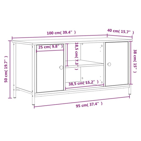 vidaXL tv-bord 100x40x50 cm konstrueret træ sonoma-eg