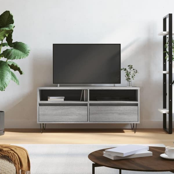 vidaXL TV-benk grå sonoma 100x34,5x44,5 cm konstruert tre