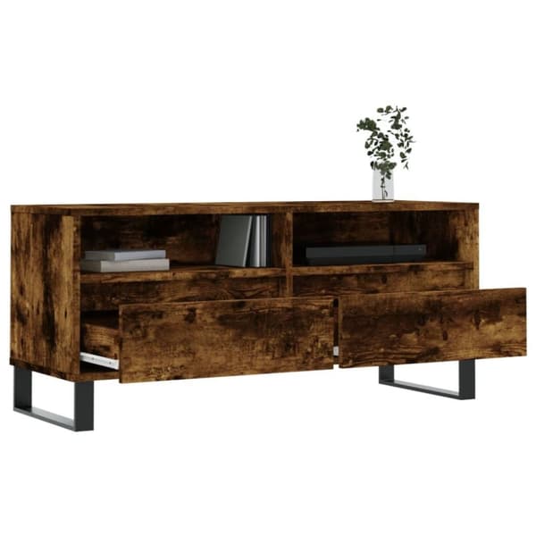 vidaXL Tv-bänk rökfärgad ek 100x34,5x44,5 cm konstruerat trä