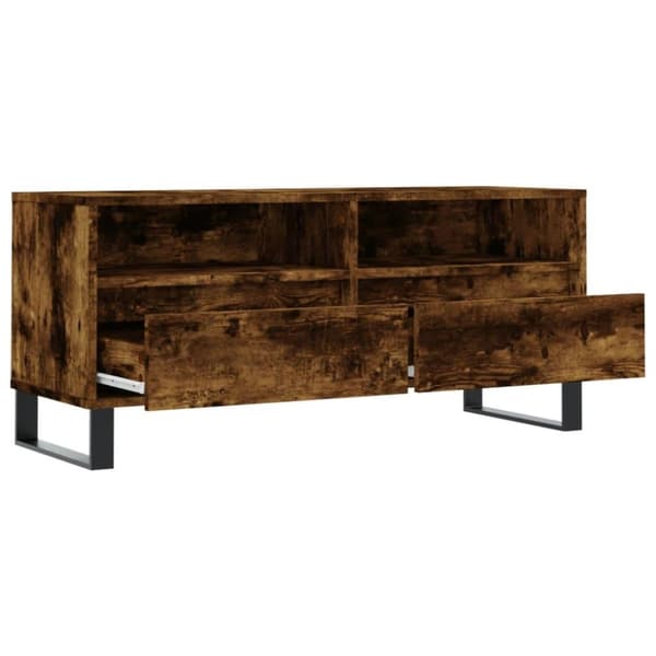 vidaXL Tv-bänk rökfärgad ek 100x34,5x44,5 cm konstruerat trä