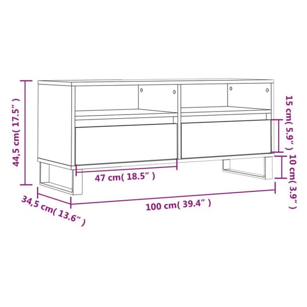 vidaXL Tv-bänk rökfärgad ek 100x34,5x44,5 cm konstruerat trä