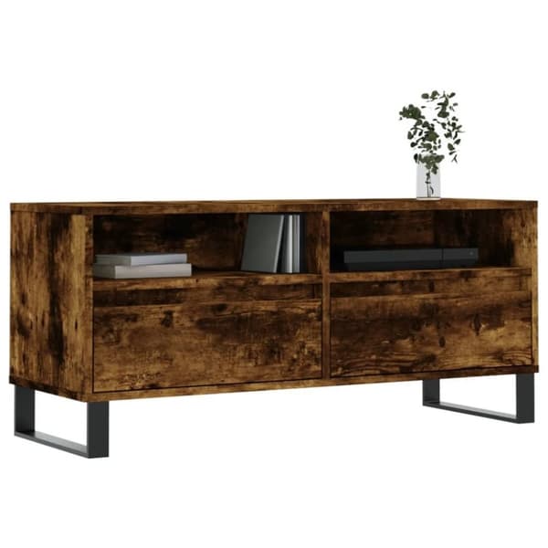 vidaXL Tv-bänk rökfärgad ek 100x34,5x44,5 cm konstruerat trä