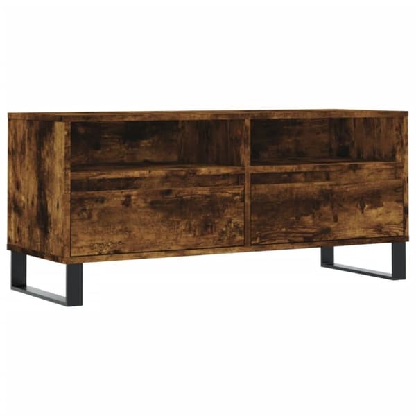 vidaXL Tv-bänk rökfärgad ek 100x34,5x44,5 cm konstruerat trä