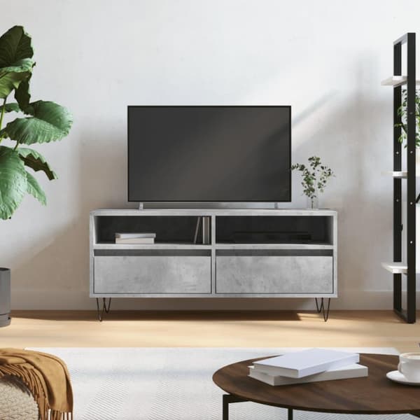 vidaXL TV-benk betonggrå 100x34,5x44,5 cm konstruert tre