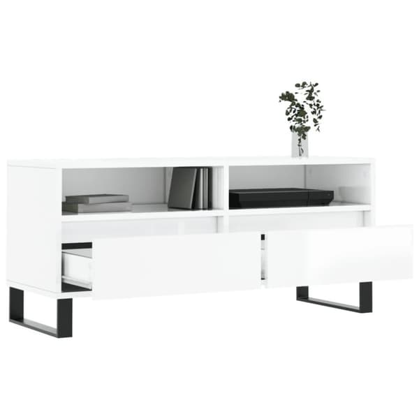 vidaXL tv-bord 100x34,5x44,5 cm konstrueret træ hvid højglans