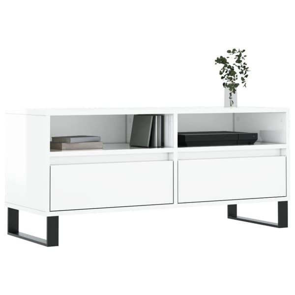 vidaXL tv-bord 100x34,5x44,5 cm konstrueret træ hvid højglans