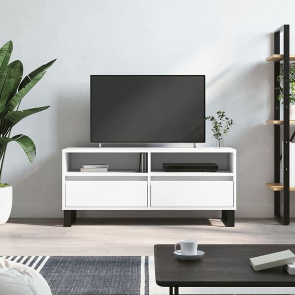 vidaXL TV-benk hvit 100x34,5x44,5 cm konstruert tre