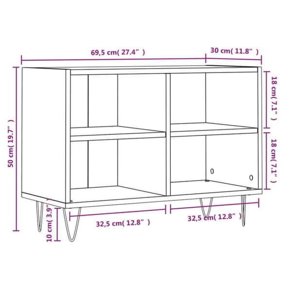 vidaXL TV-benk sonoma eik 69,5x30x50 cm konstruert tre